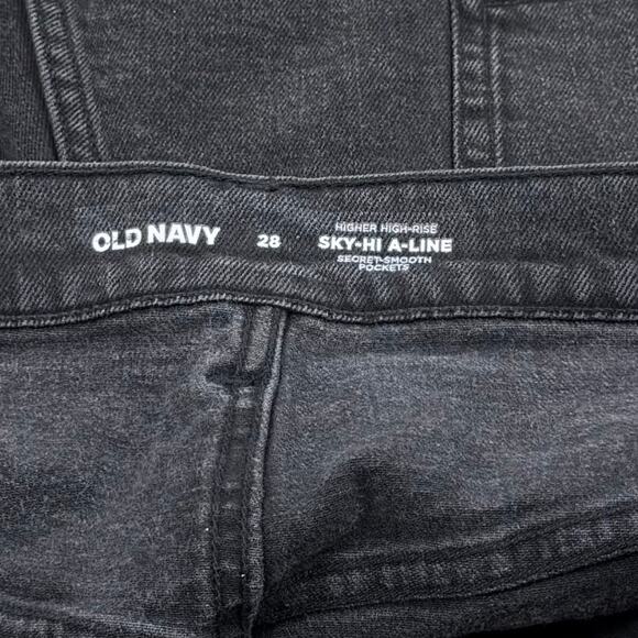 Old Navy Plus Women's Sky High A-Line Denim Jean Short 4X Washed Black - Picture 4 of 12